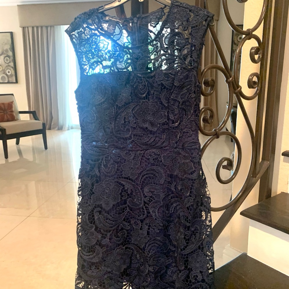 Elegant Navy Lace Dress